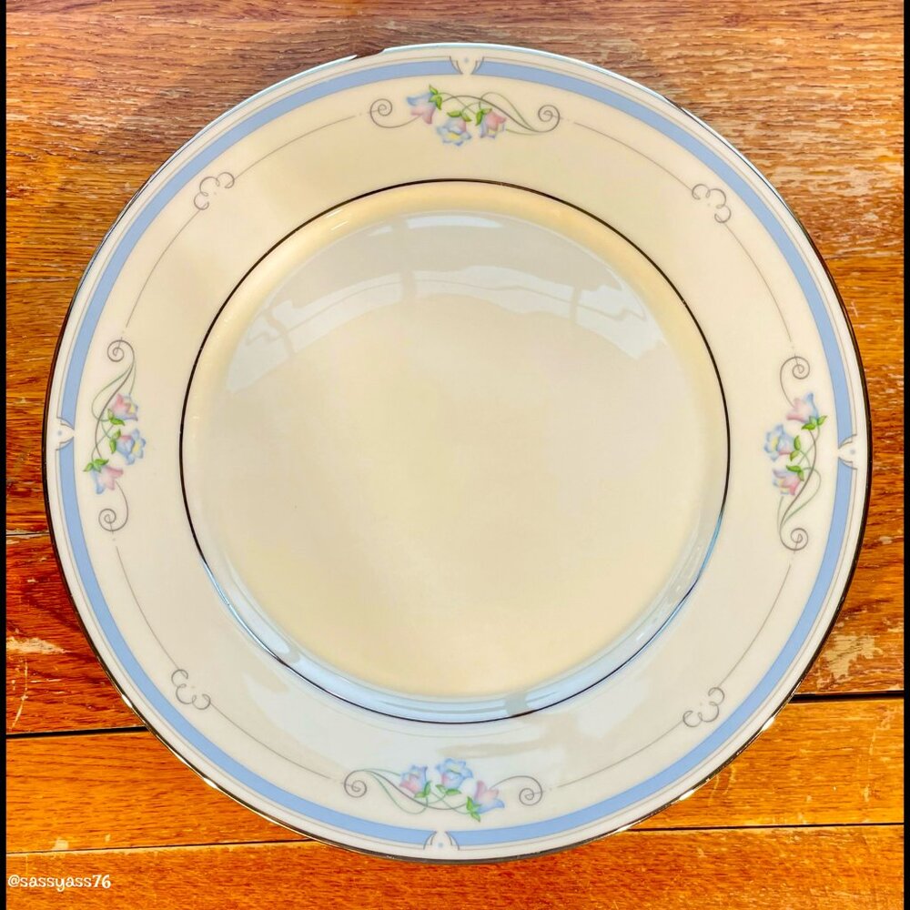 ▪️VTG▪️LENOX▪️3 Piece ASHTON PARK Pink Blue Floral Platinum Fine China Plates - Picture 2 of 5